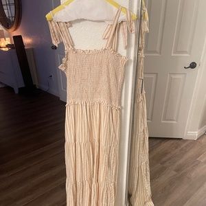 Plaid Print Yellow Maxi Dress